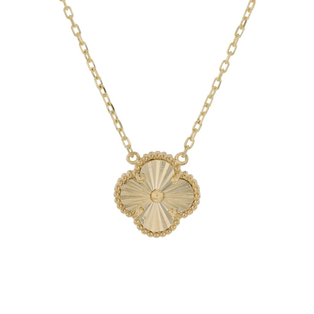 9K Lined Clover on Trace Chain