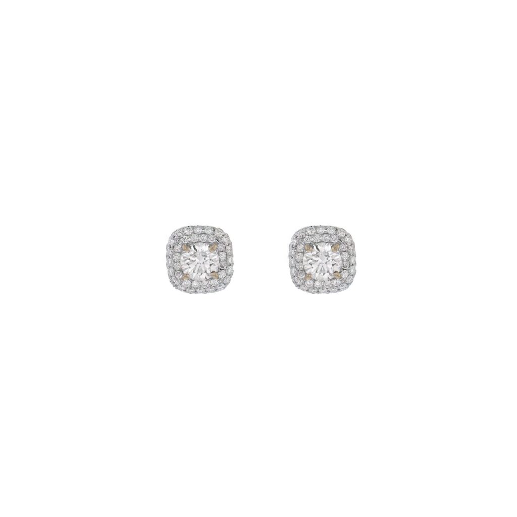 18K Diamond Studs, 2 Diamond=.71ct Grain set 120Diamonds=.53ct Studs