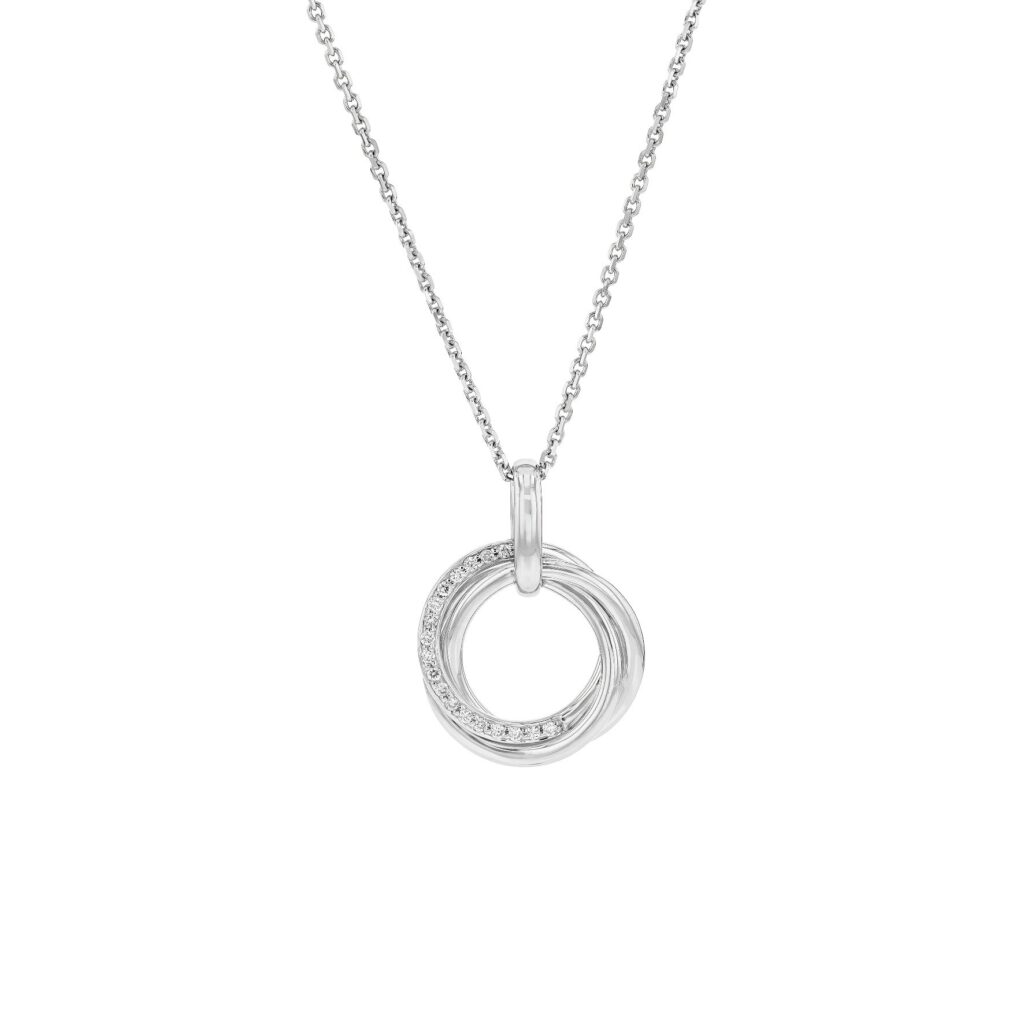 9K Multi Circle pendant with 18 Diamonds=.09ct