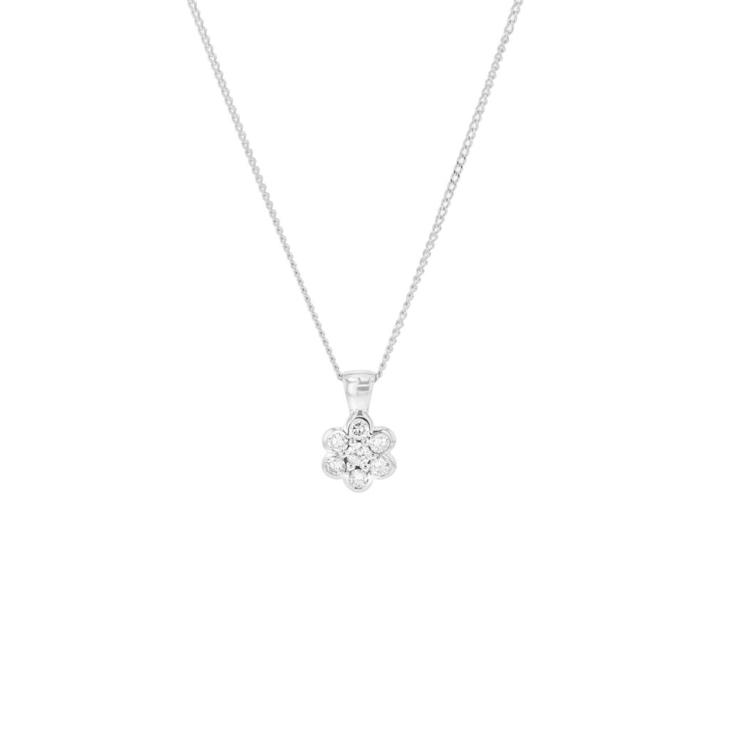 9K Flower Pendant with Diamonds=.27ct