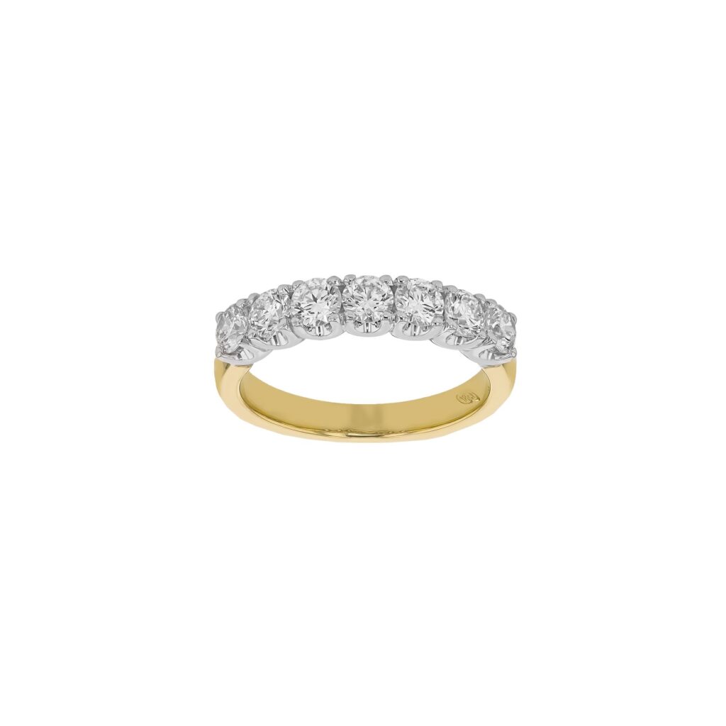 18K 7 Diamond Scallop Band=1.36ct EF/SI2