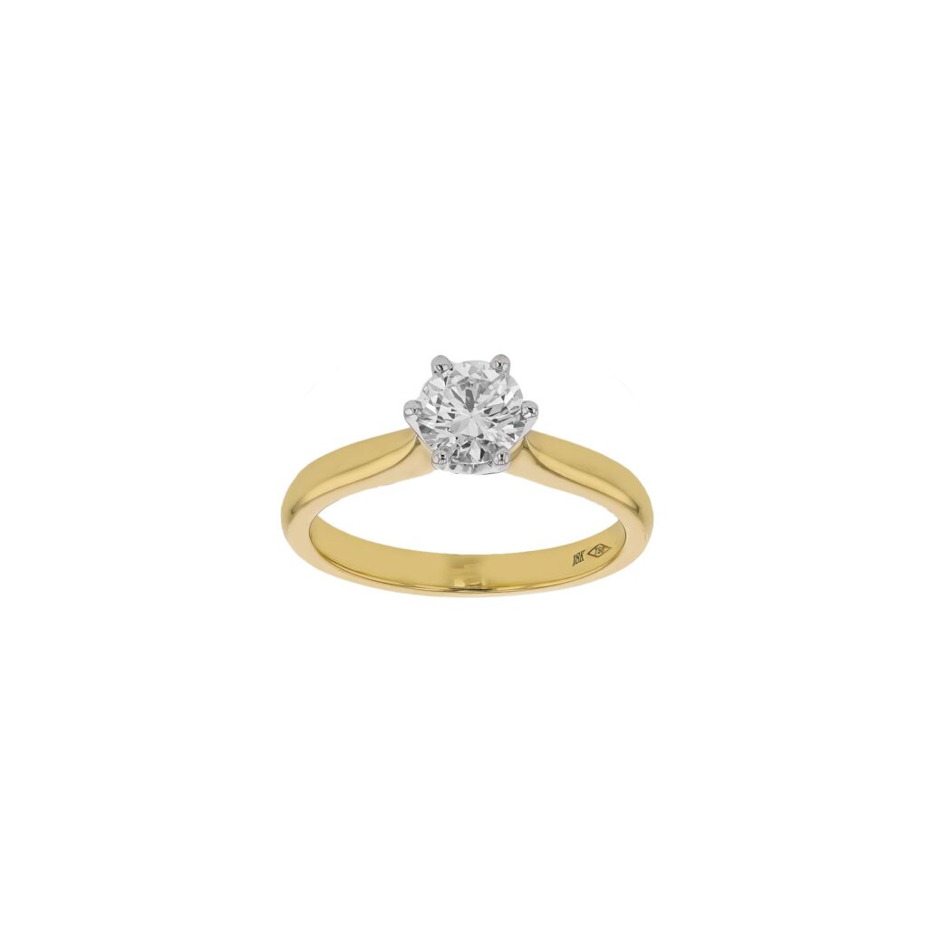 18K 6 Claw .70ct Round Brilliant cut Solitaire
