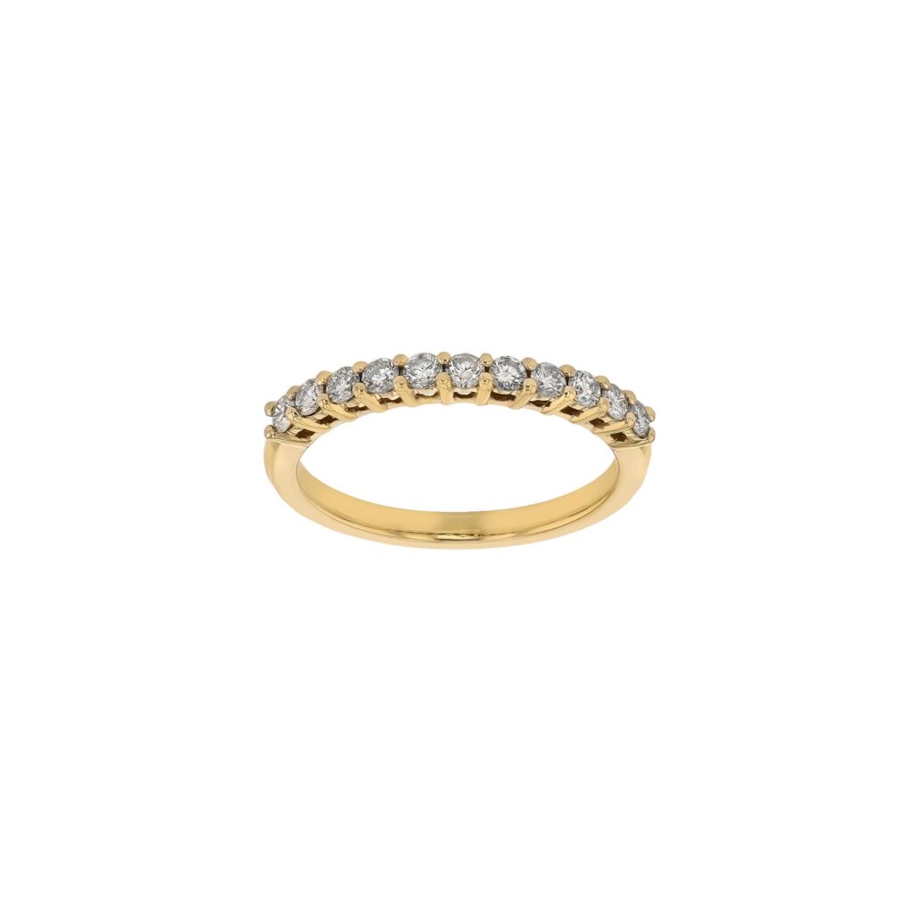 18K 11Diamond Claw Set Band=.42ct