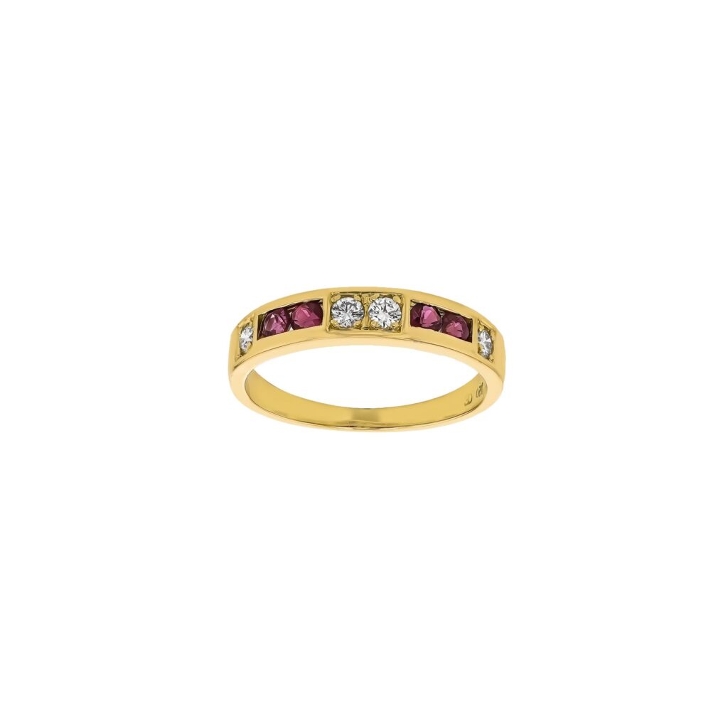 18K 4 Ruby and 4 Diamond Band