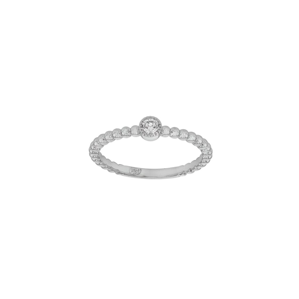 18K Single Diamond Bubble Ring D=.10ct