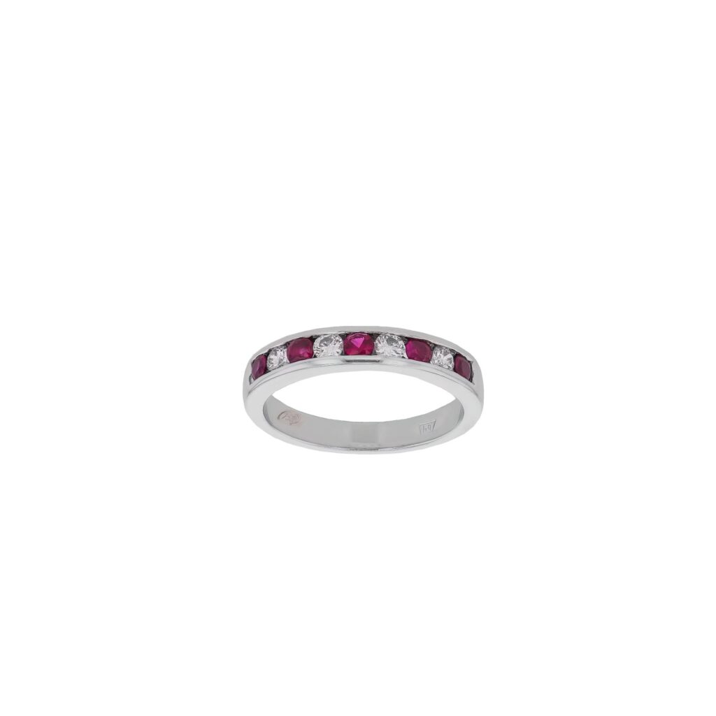 18K Ruby & Diamond Band with 5Rubies=.47ct 4Diamonds=.26ct