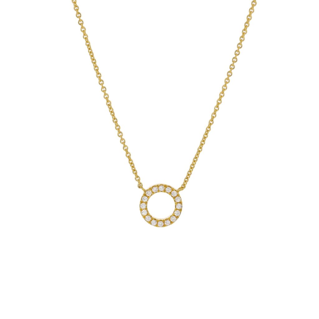 18K .13ct Diamond Circle Necklace on 45cmTrace chain
