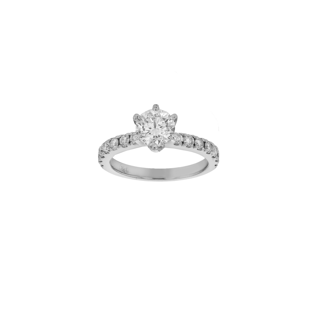 18K .70CT Round Brilliant Cut 6 claw Soliatire FSI2