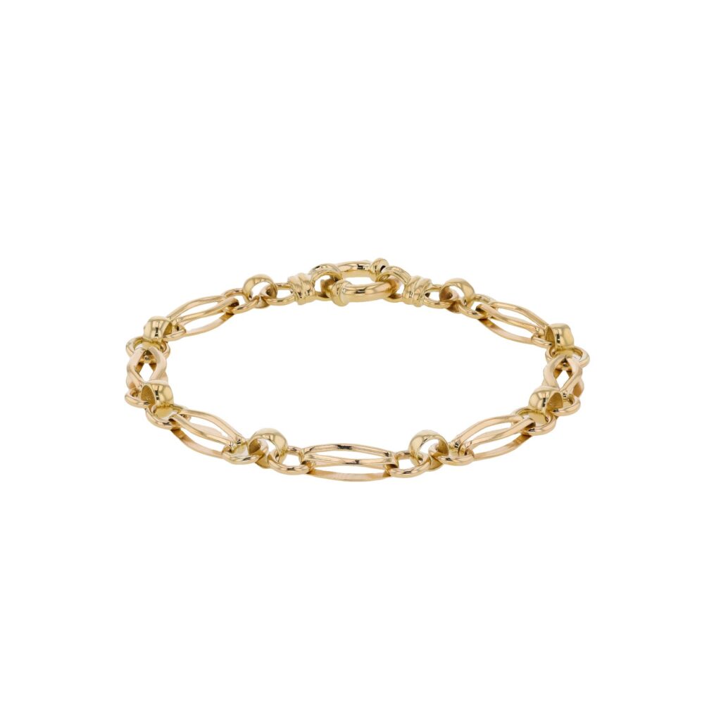 9K Marquise/Belcher Links Bracelet with Bolt clasp