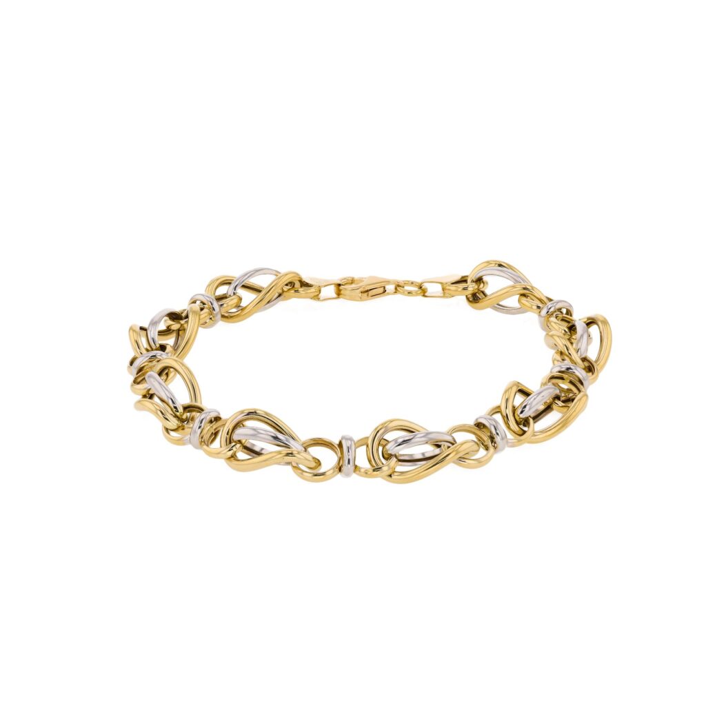 14K 2 Tone hollow Links Bracelet