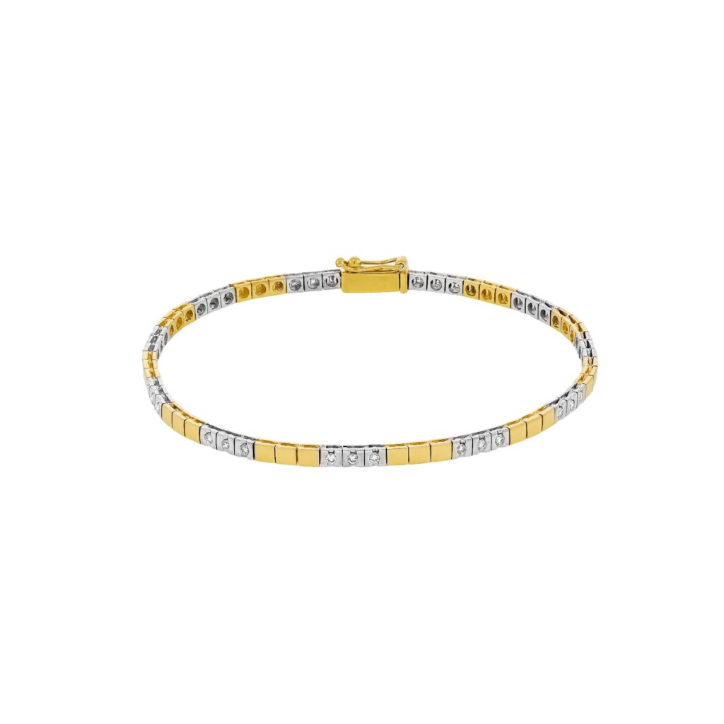 18K Square links with 33 Diamonds=.48ct Bracelet