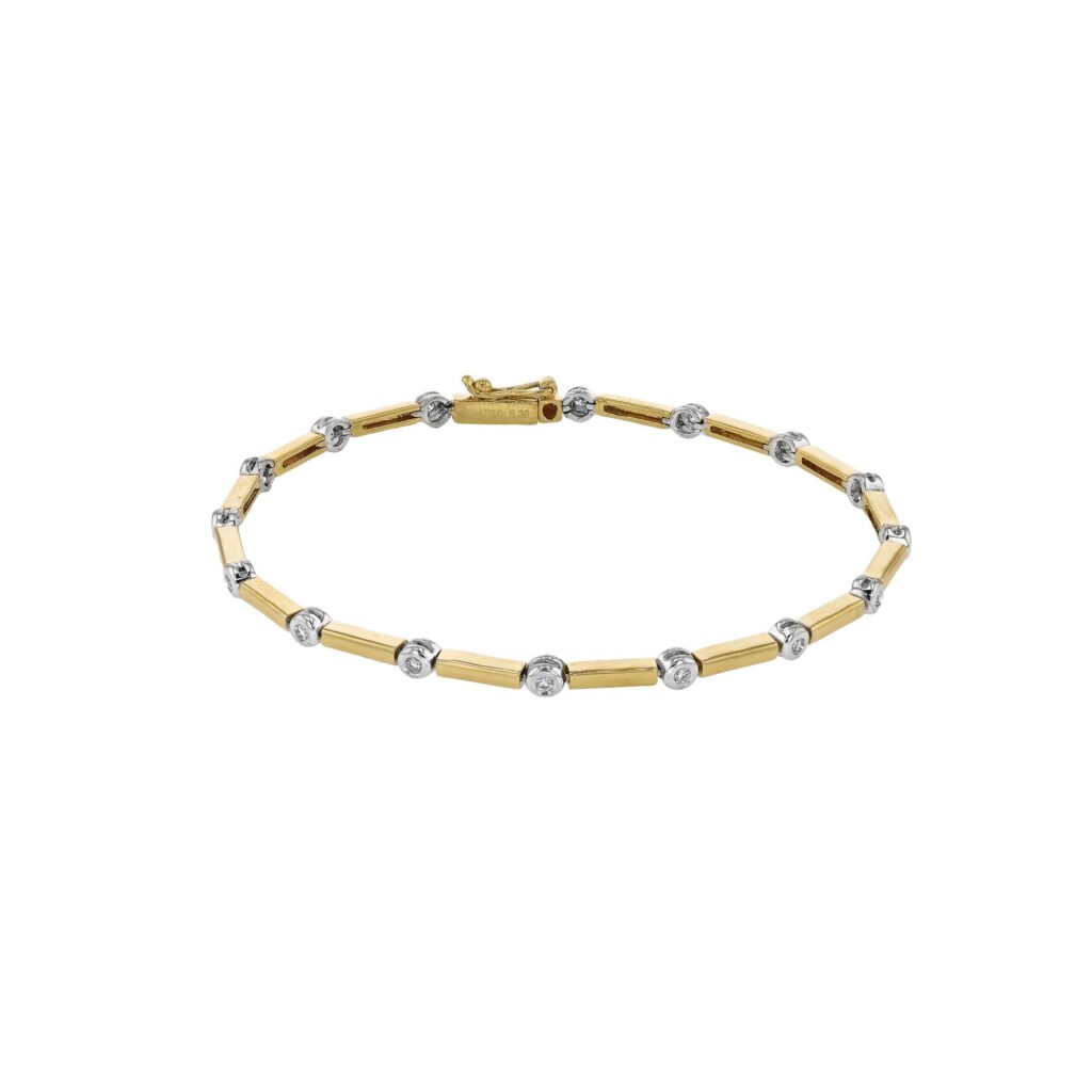 18K 2 Tone 16 Diamond Bracelet