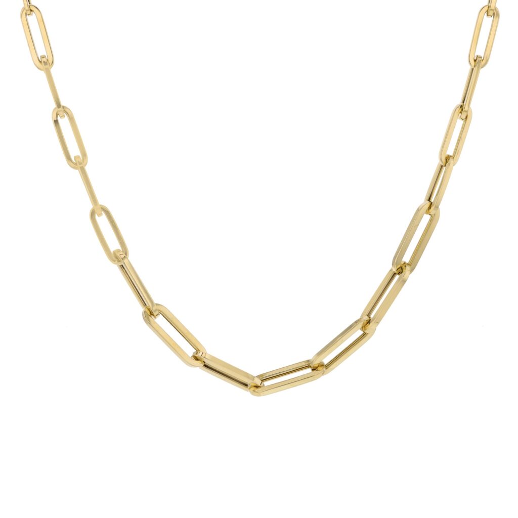 18K Graduated Paper Clip Necklace 50cm long